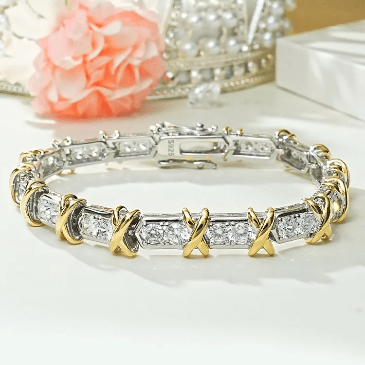 Bracelet Cross d'éternité En Argent Sterling 925 - Diamant Moissanite 1 Carat 💎