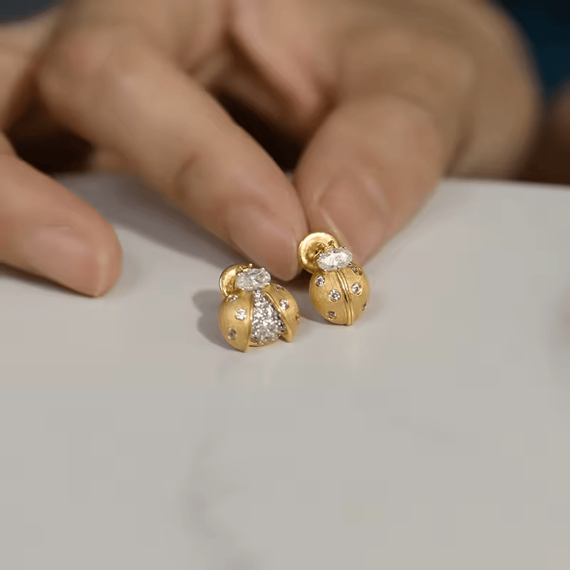 Boucles d'oreilles Trésor de Coccinelle - Diamant Moissanite 💎