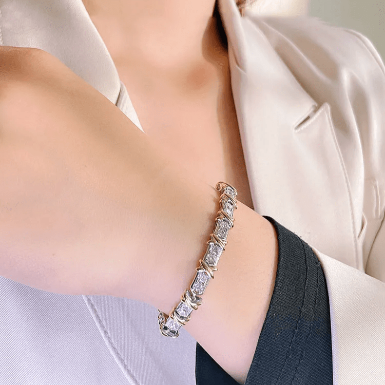 Bracelet Cross d'éternité En Argent Sterling 925 - Diamant Moissanite 1 Carat 💎