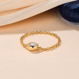 Bague Iris Liberté - Chaîne Plaquée or 18cts, Diamant Moissanite 1 Carat 💎