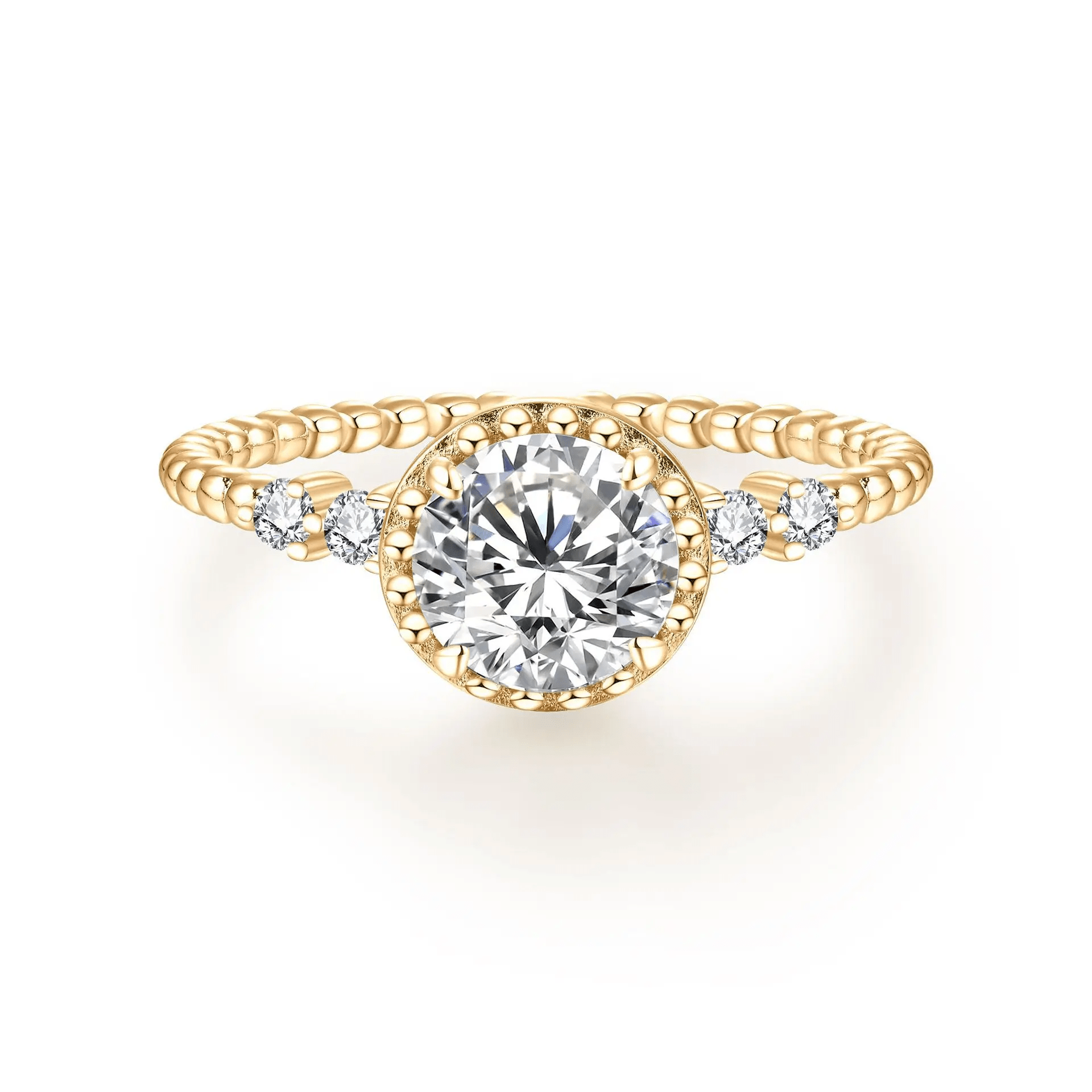 LORIELE - Bague Perle Dorée plaqué Or 18K - Diamant Moissanite 💎