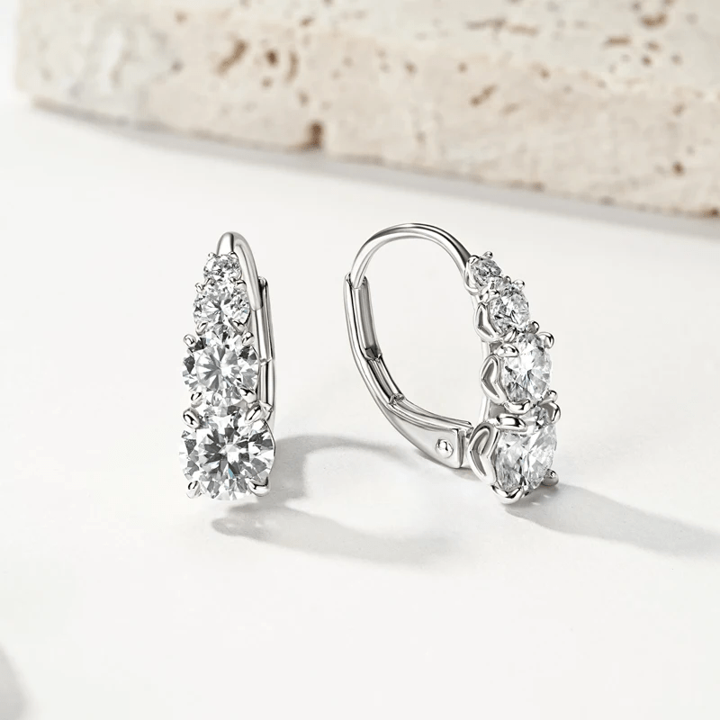Boucles d’oreilles Carol cascade, fermoirs à levier - Diamant Moissanite💎