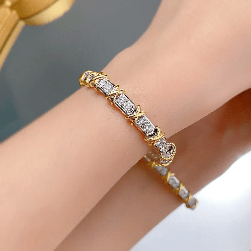 Bracelet Cross d'éternité En Argent Sterling 925 - Diamant Moissanite 1 Carat 💎