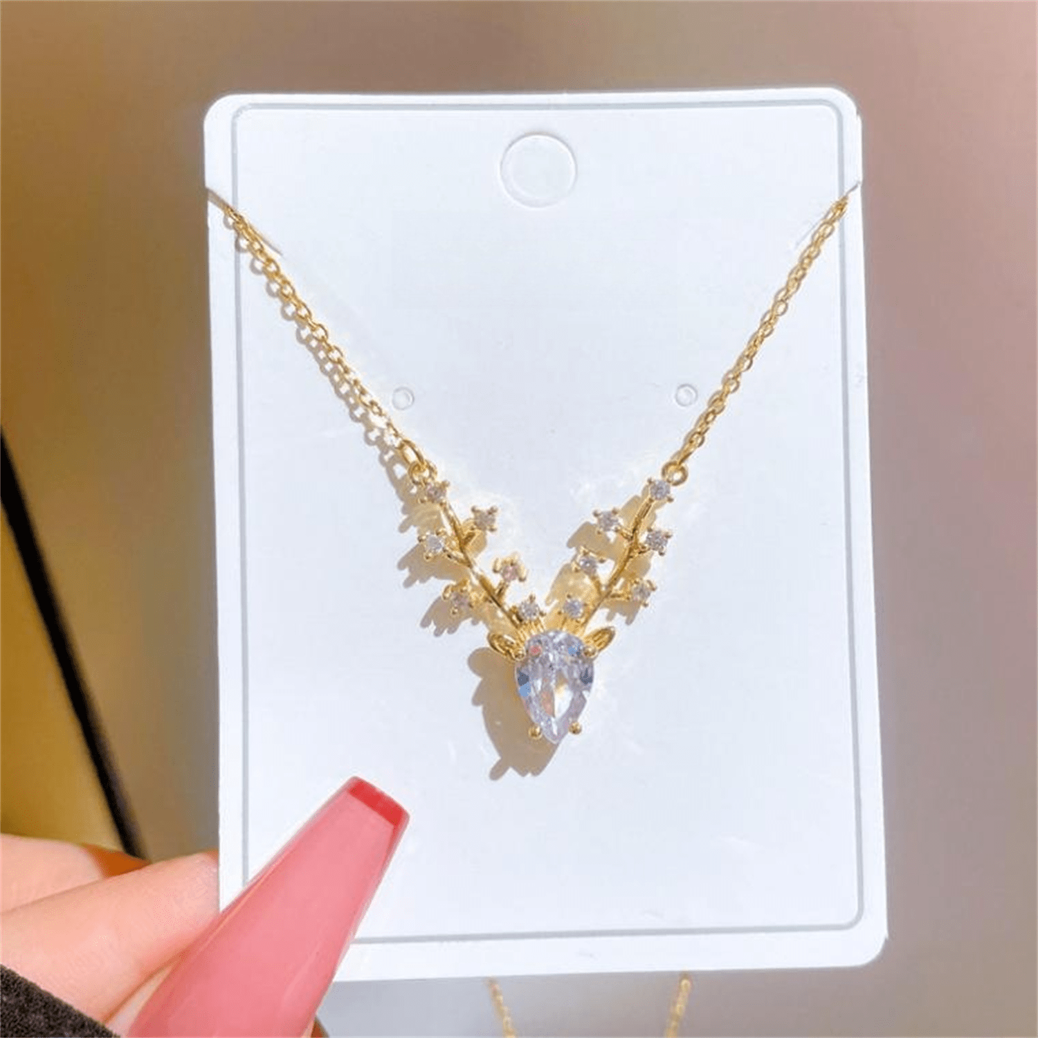 Pendentif Cerf Blanc en Diamant lazuli 💎 - Or 14K Loriele™