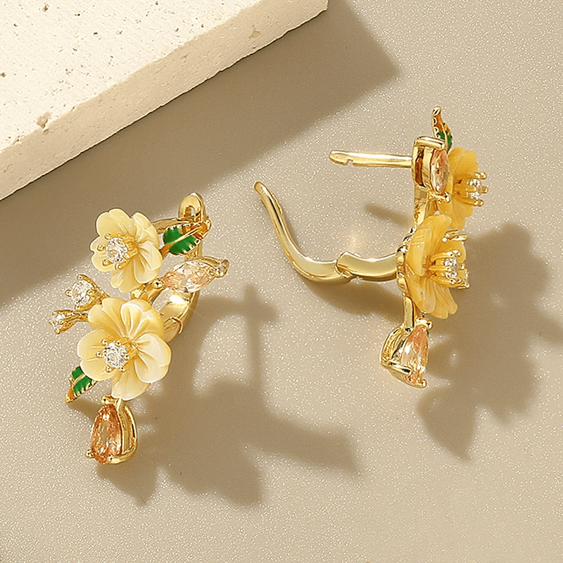 Boucles d'oreilles Pétale de Mimosa - Diamant Moissanite 💎