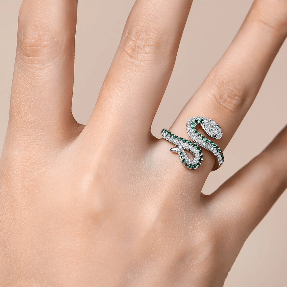 Bague Méduse Émeraude - Acier inoxydable Serti de Moissanites 0.5 carta 💎