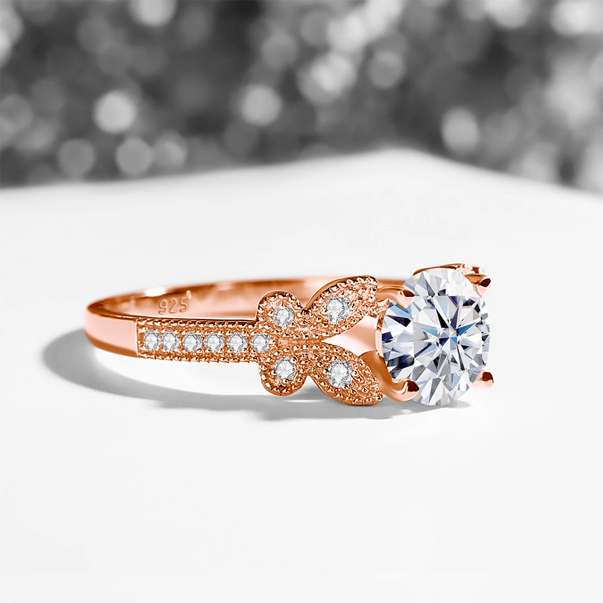 Bague Sylphide Eclat Rosé 🦋 - Diamant Moissanite 1 Carat 💎