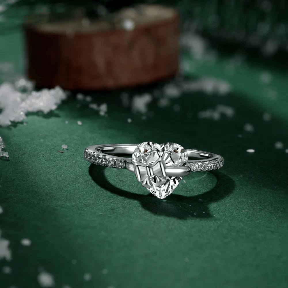 Bague Ruban Cœur de Cristal - Diamant Moissanite 1 Carat 💎