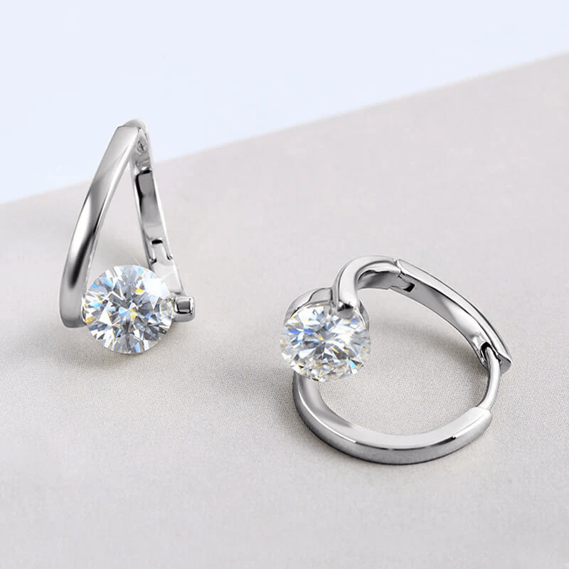 Boucles d'oreilles Pureté Étincelante En Argent Sterling - Diamant Moissanite 1 Carat 💎