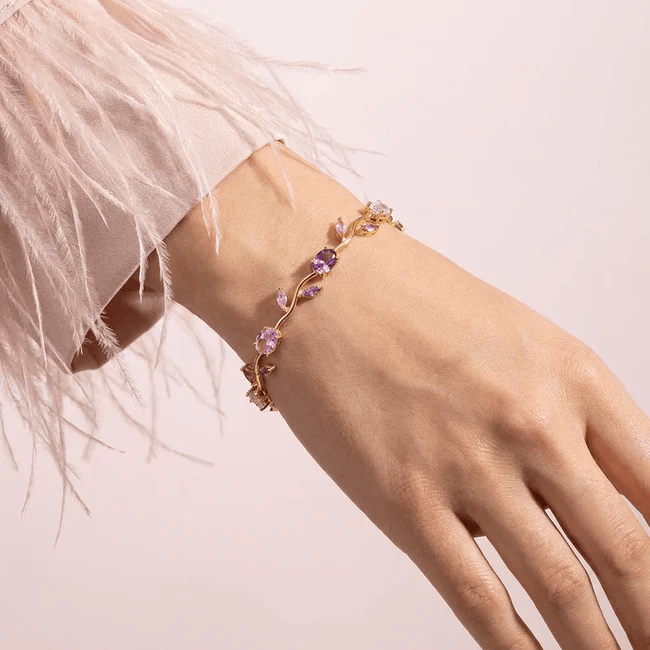 Bracelet Rosalie Amarante– Moissanite Colorées🌷