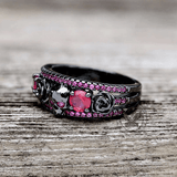 Bague Rose des Ombres en Rhodium Noir - Moissanite Rouge 1 Carat 💎