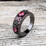 Bague Rose des Ombres en Rhodium Noir - Moissanite Rouge 1 Carat 💎