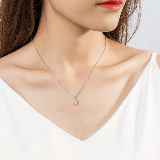 Collier Cœur Radieux en Argent Sterling 925 - Diamant Moissanite 1 Carat 💎