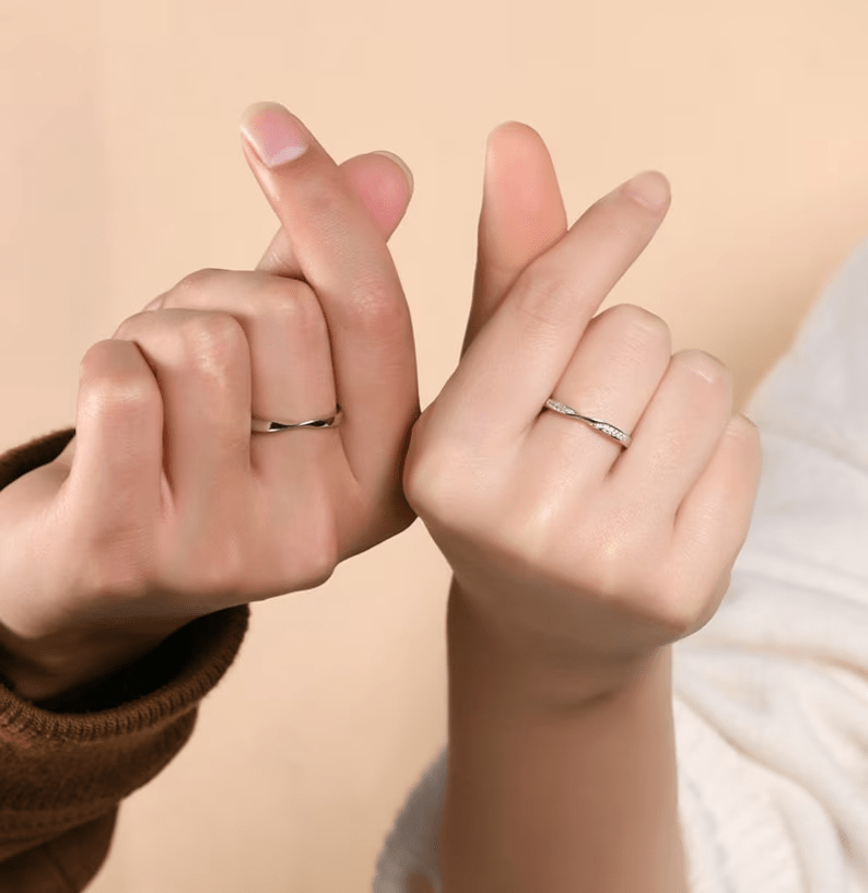 Bagues de promesse Adam et Eve en Argent Sterling 925 - Zircon pavé💎