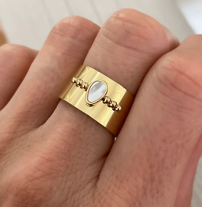 Bague Ajustable Perle d’Or - LORIELE
