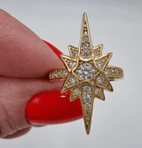 LORIELE - Bague de Fiançailles Étoile d’Or Solis Or 18 Carats - Diamant Moissanite 1 Carat 💎