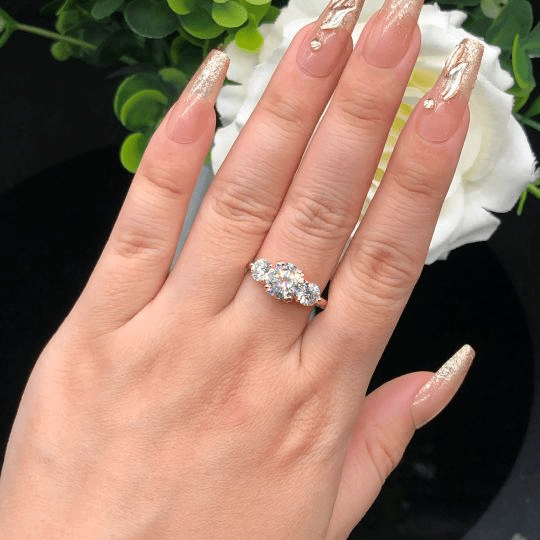 Bague 3 Pierres Serment de Thémis - Diamant Moissanite 1 Carat 💎