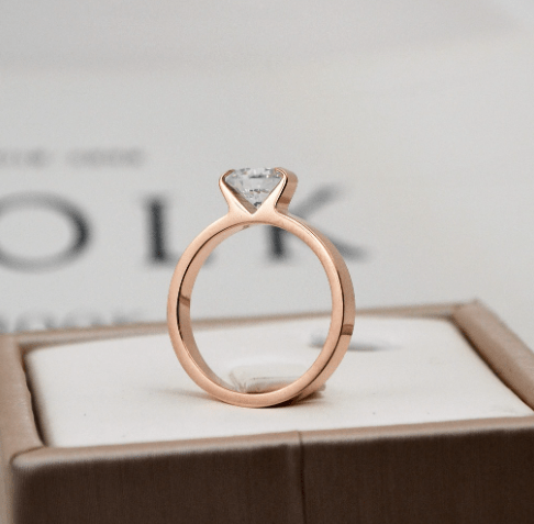 Bague Solitaire Cléo en OR Rose & Argent 925 - Diamant Moissanite 1 Carat 💎