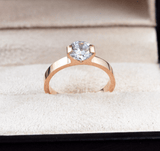 Bague Solitaire Cléo en OR Rose & Argent 925 - Diamant Moissanite 1 Carat 💎