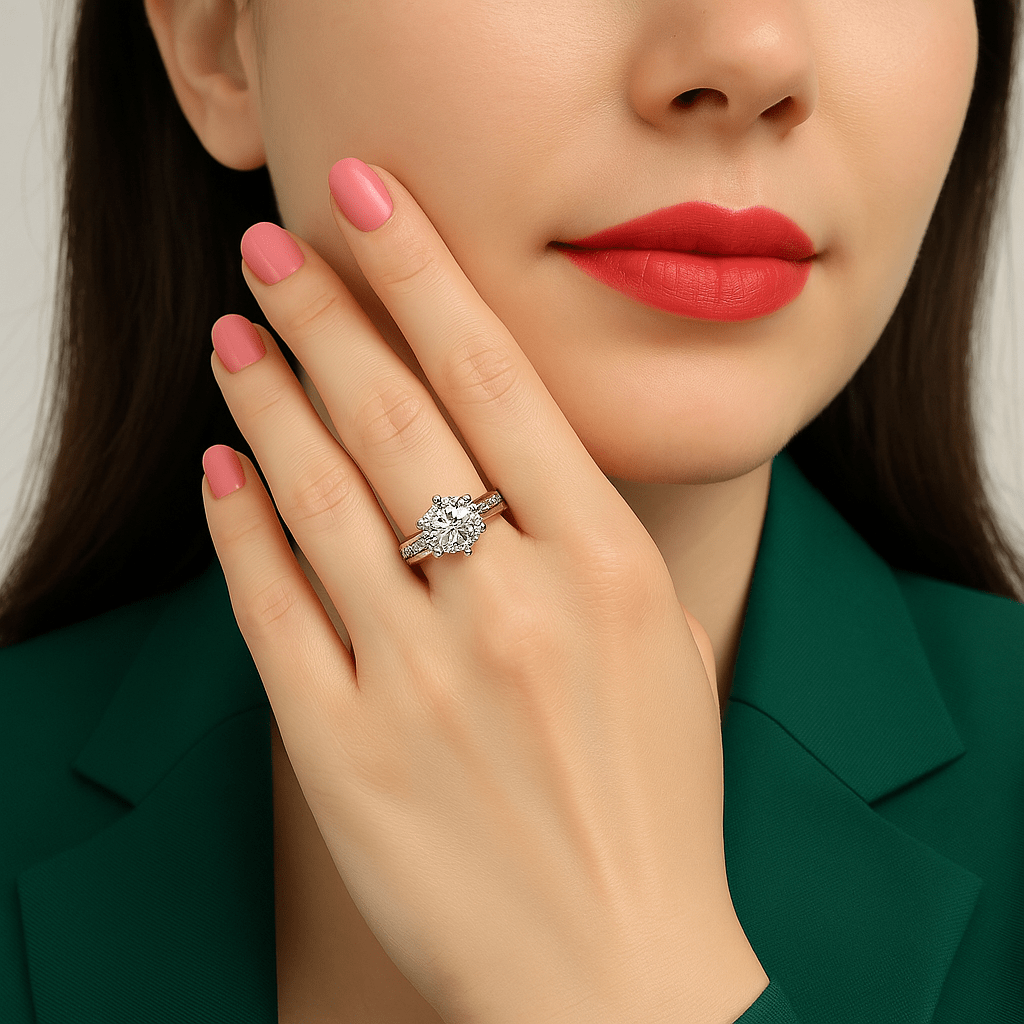 Bague solitaire Athéna Plaqué Or & Argent 925- Diamant Moissanite 1 Carat 💎