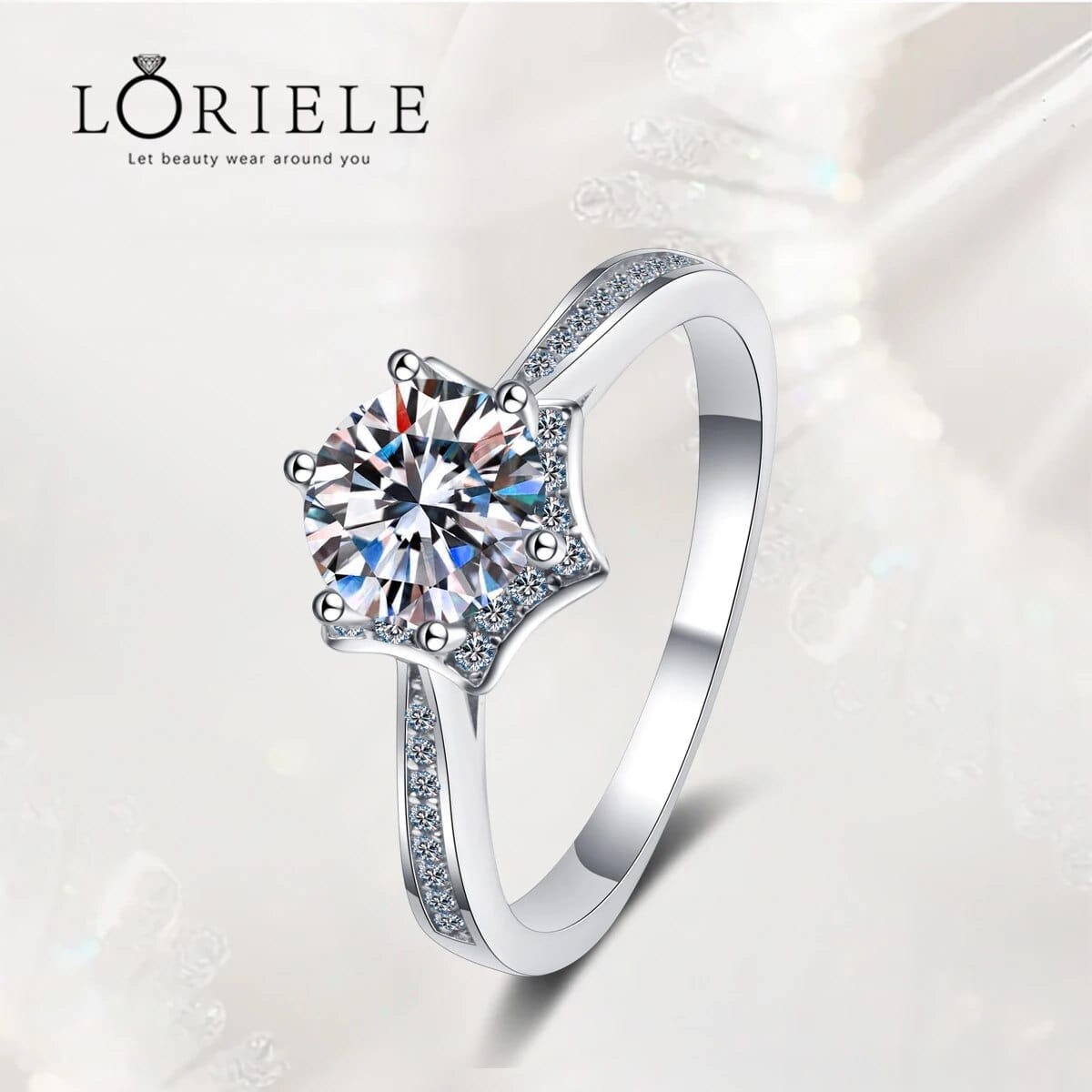 Bague Halo Étoile Radieuse en Argent Sterling 925 - Oxyde De Zirconium💎