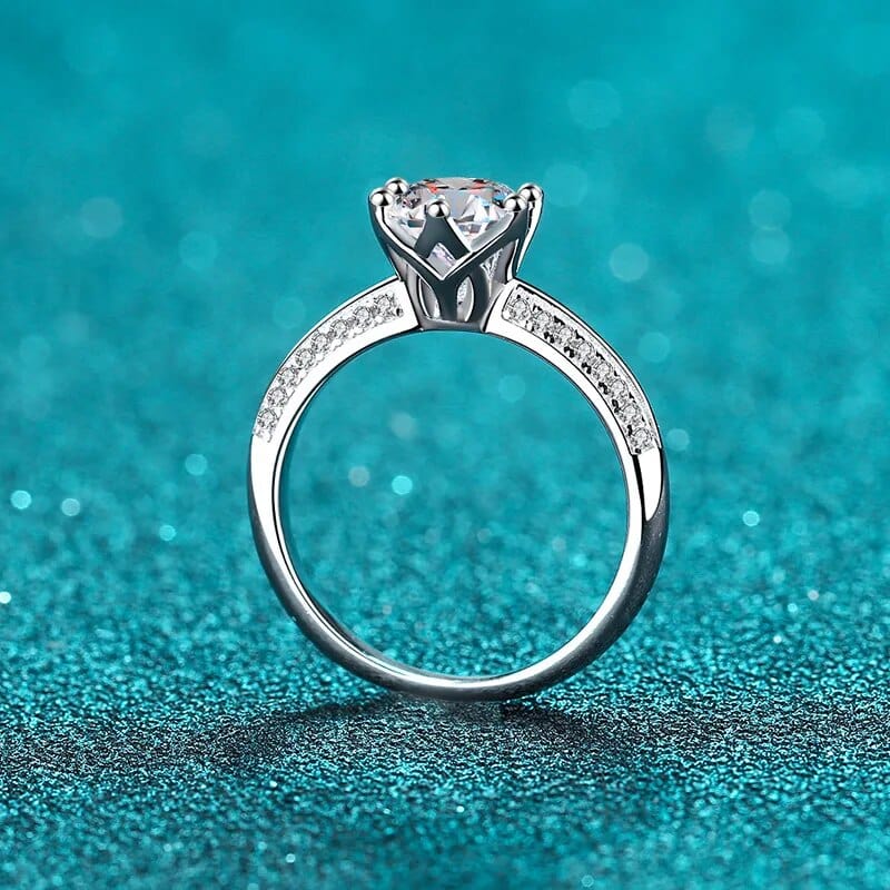Bague Solitaire pavé Freyja Calypso en Argent Sterling 925 - Diamant Moissanite 1 Carat💎