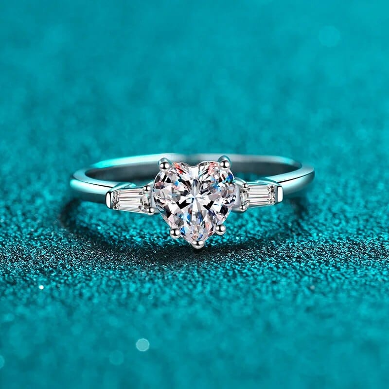 Bague Solitaire Cœur Éclat d'Argent Sterling 925 - Oxyde De Zirconium 💎