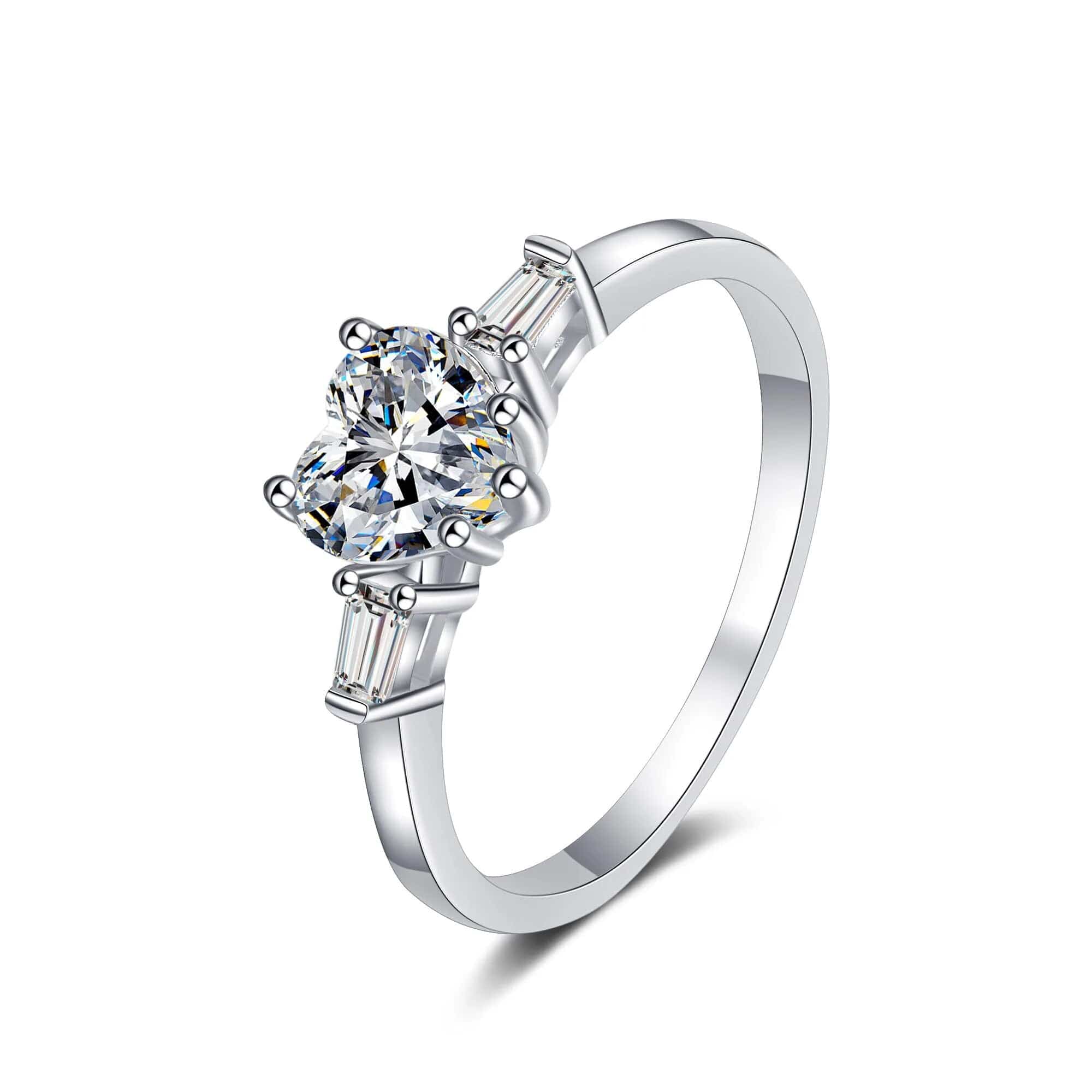 Bague Solitaire Cœur Éclat d'Argent Sterling 925 - Oxyde De Zirconium 💎