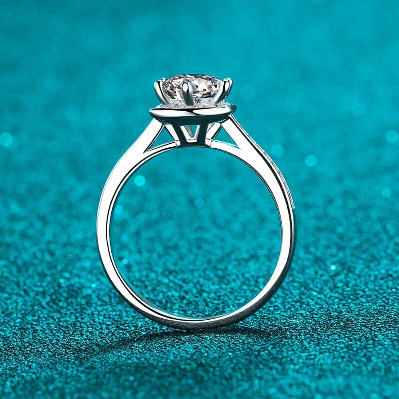 Bague Halo Étoile Radieuse en Argent Sterling 925 - Oxyde De Zirconium💎