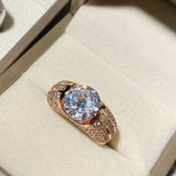 Bague Charme Pavé Amara en Or Rose - Diamant Moissanite 1 Carat 💎