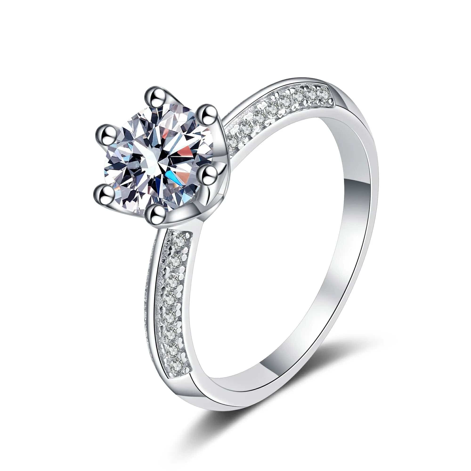 Bague Solitaire pavé Freyja Calypso en Argent Sterling 925 - Diamant Moissanite 1 Carat💎