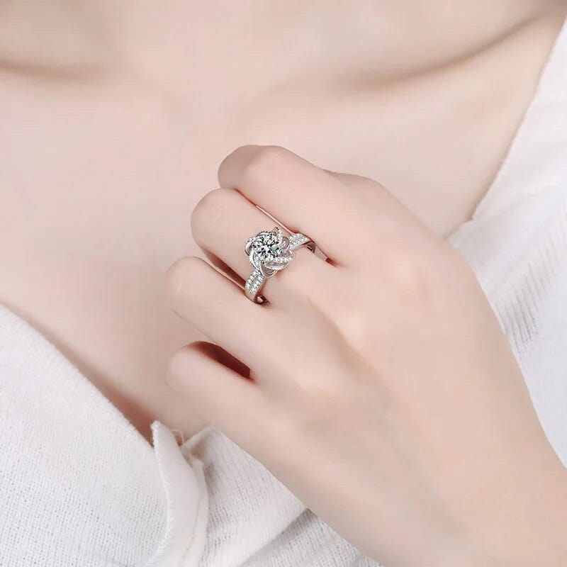 Bague Solitaire pavé Elysia en Argent Sterling 925 - Diamant Moissanite 1 Carat💎