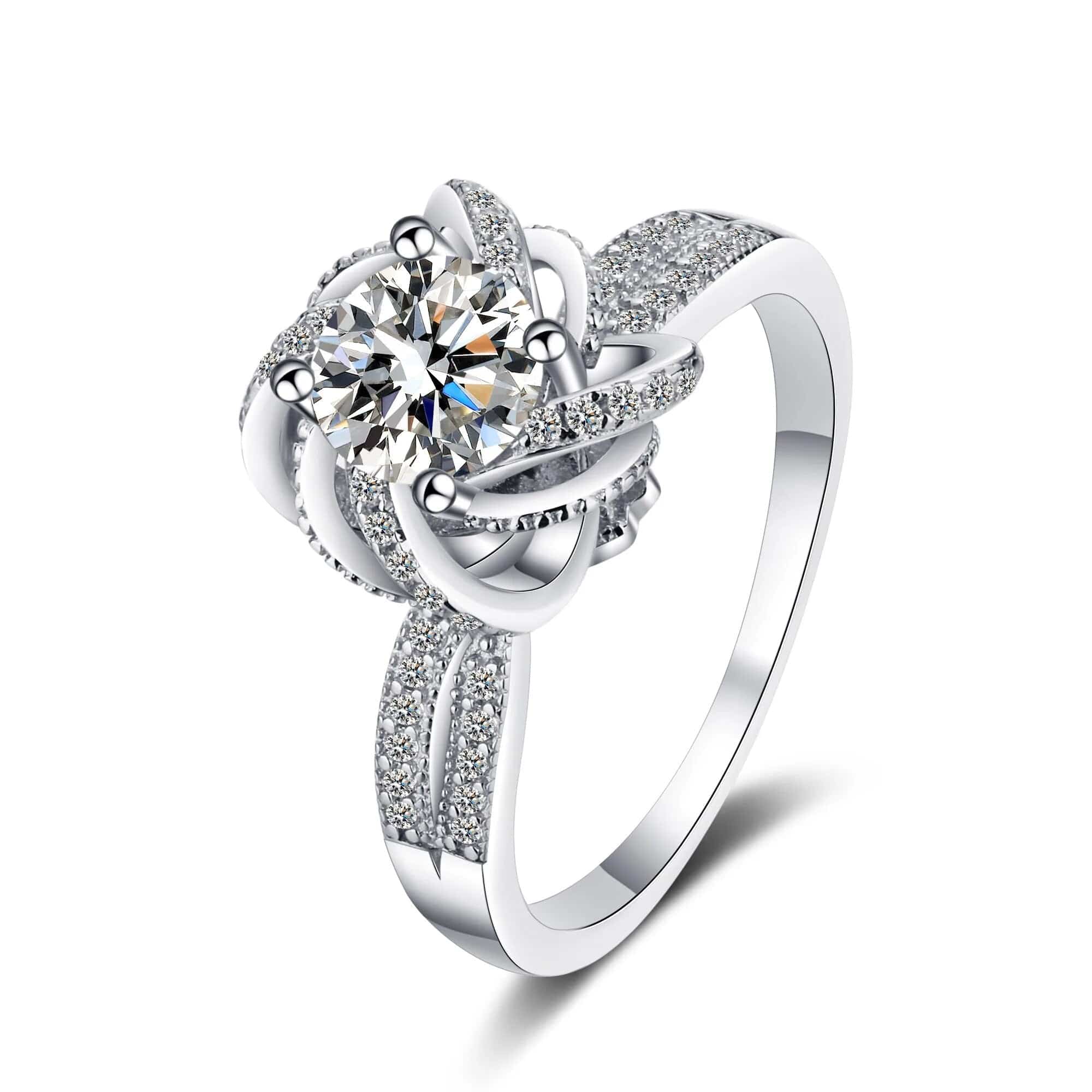 Bague Solitaire pavé Elysia en Argent Sterling 925 - Diamant Moissanite 1 Carat💎