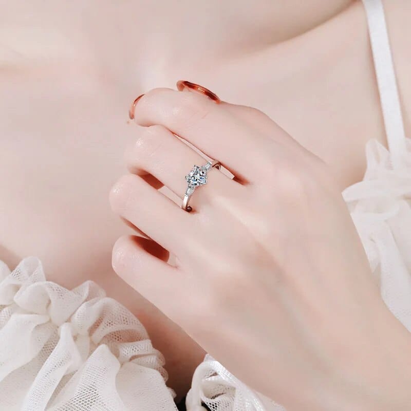 Bague Solitaire Cœur Éclat d'Argent Sterling 925 - Oxyde De Zirconium 💎