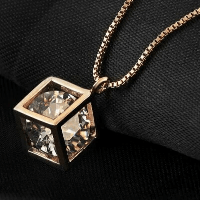 Collier Tesseract Or Rose 18ct - Diamant Moissanite 1 Carats💎Loriele™