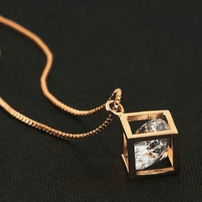 Collier Tesseract Or Rose 18ct - Diamant Moissanite 1 Carats💎Loriele™