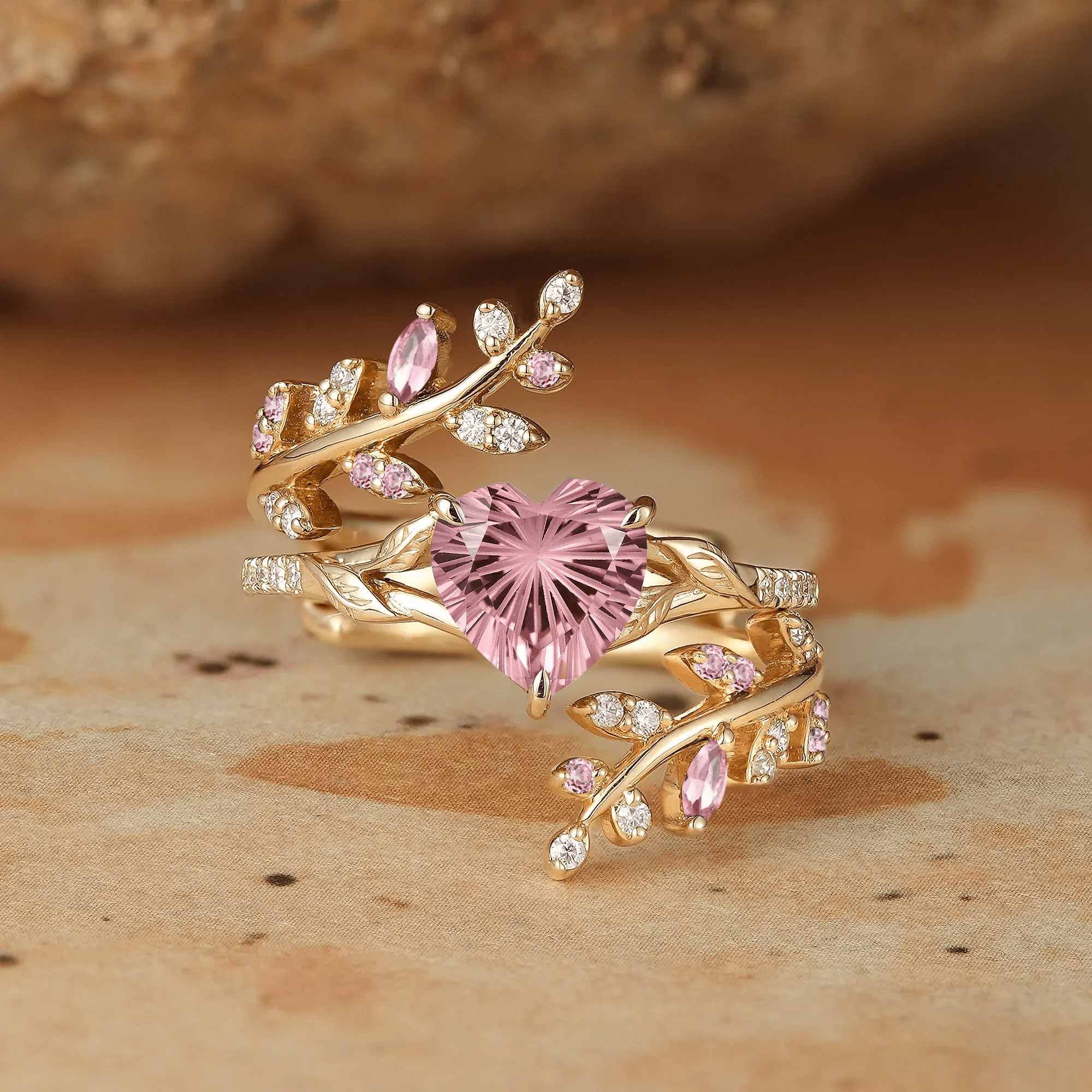 Bague Nymphes Cœur Rosée - Moissanite Agate 💎🌿