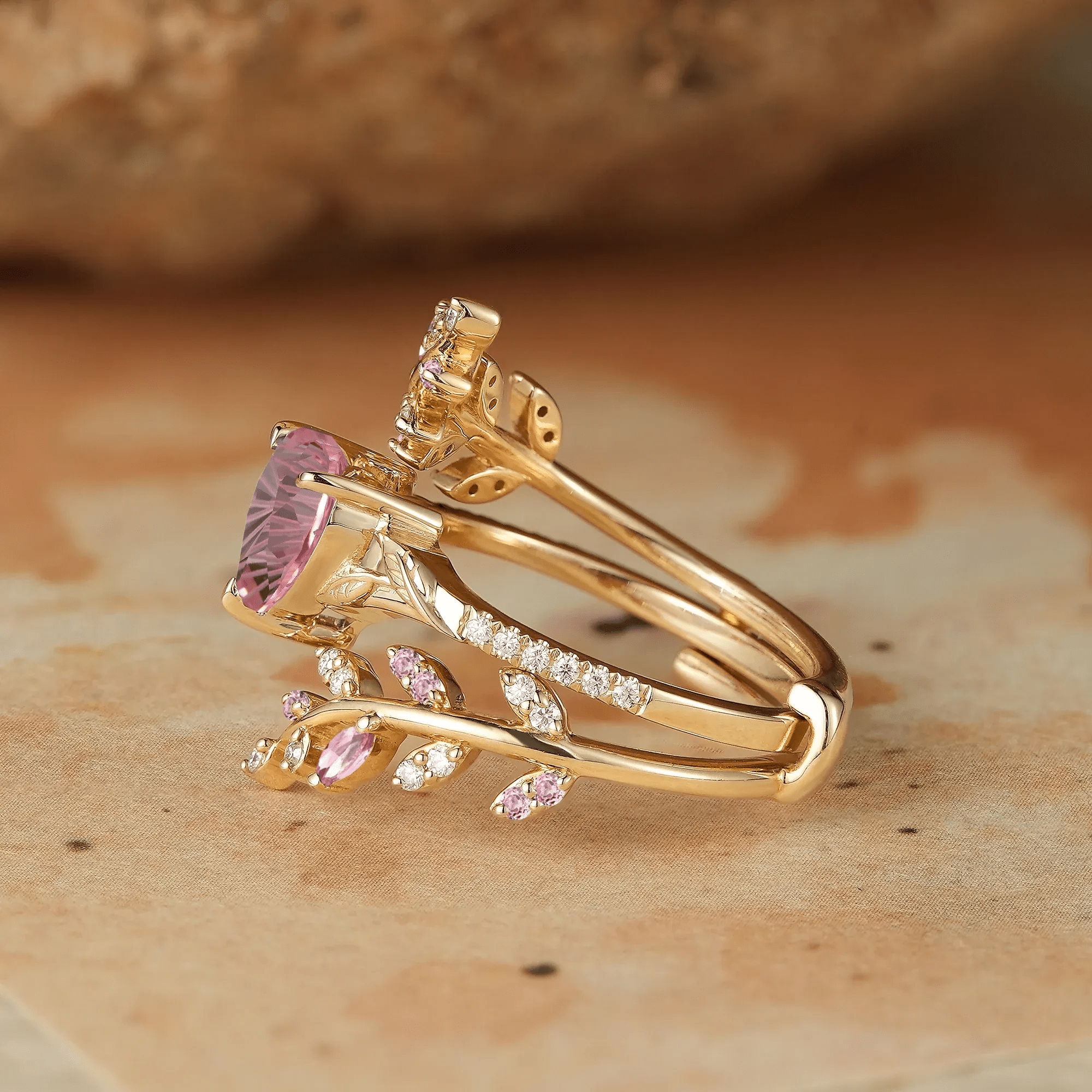 Bague Nymphes Cœur Rosée - Moissanite Agate 💎🌿