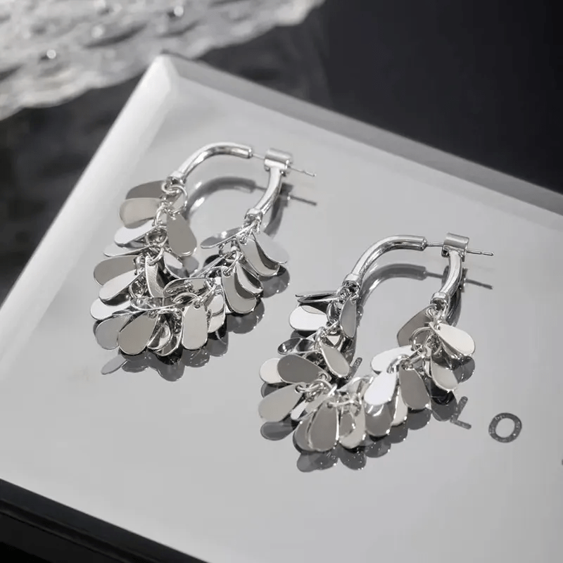 Boucles d'oreilles à pampilles à sequins Plaqué Or 18 Carats où Argent Sterling 925