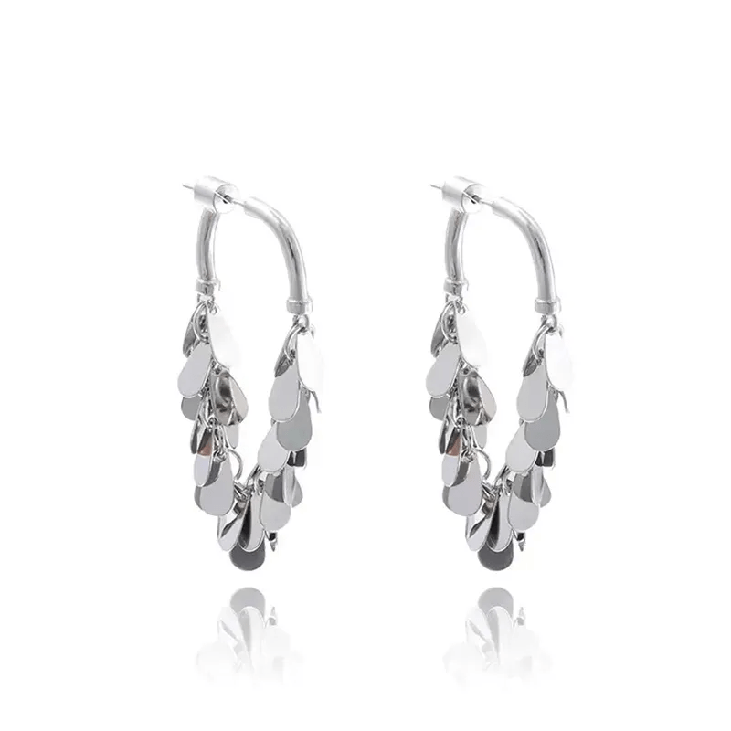 Boucles d'oreilles à pampilles à sequins Plaqué Or 18 Carats où Argent Sterling 925