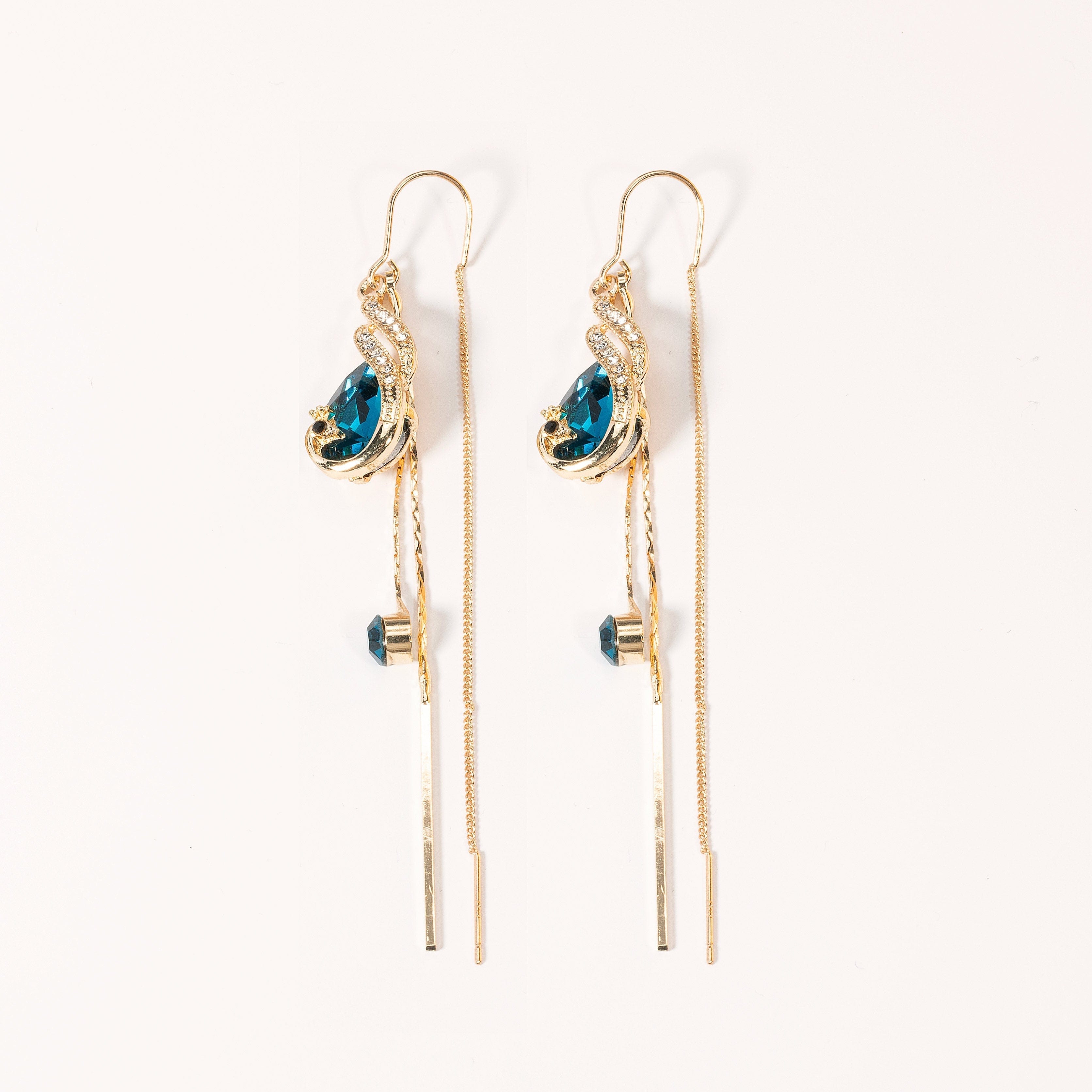 Boucles d'oreilles Paon en cristal d'Azure 🦚