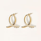 Boucles d'oreilles Incurvées à Strass Plaqué Or - Diamant Moissanite 1 Carat 💎