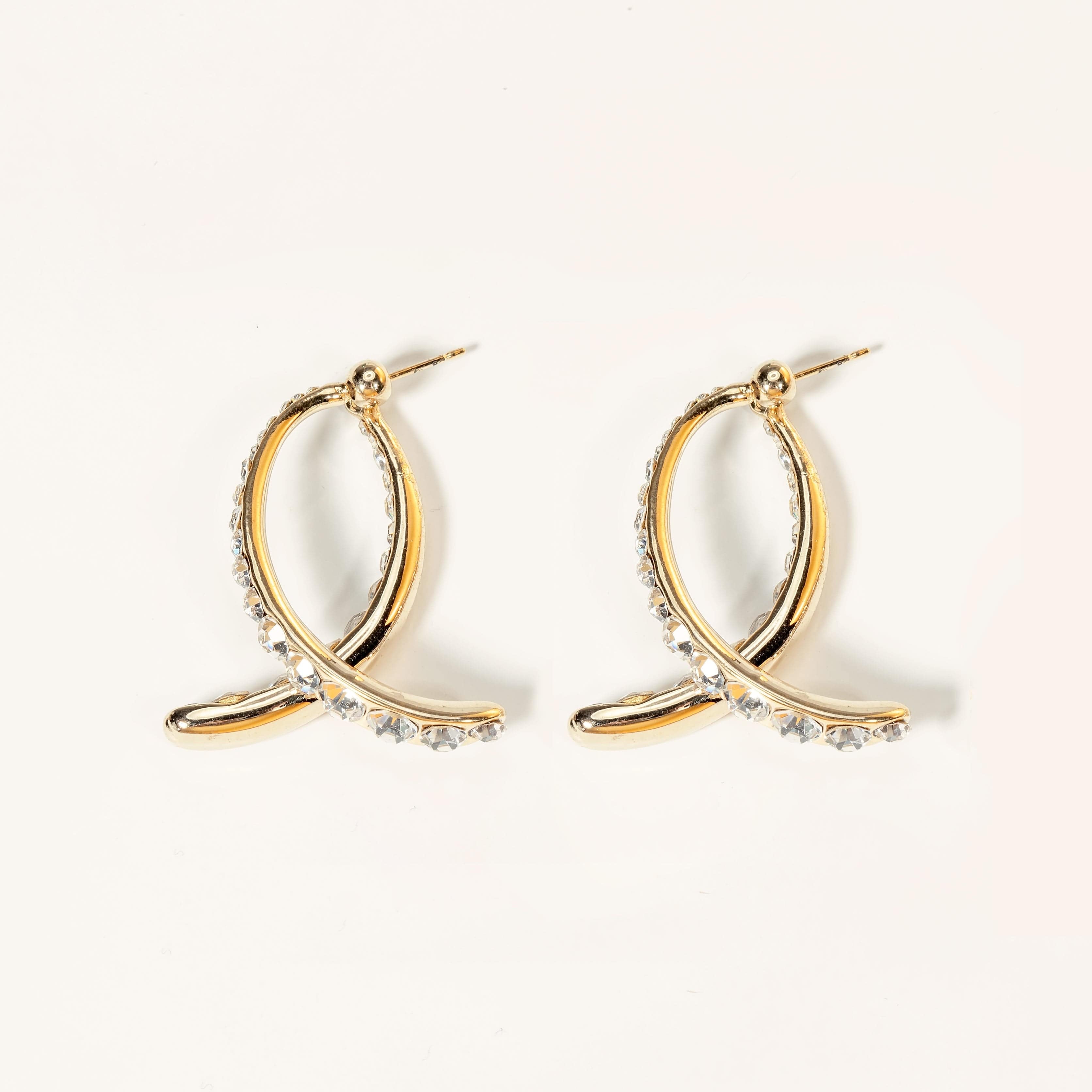 Boucles d'oreilles Incurvées à Strass Plaqué Or - Diamant Moissanite 1 Carat 💎