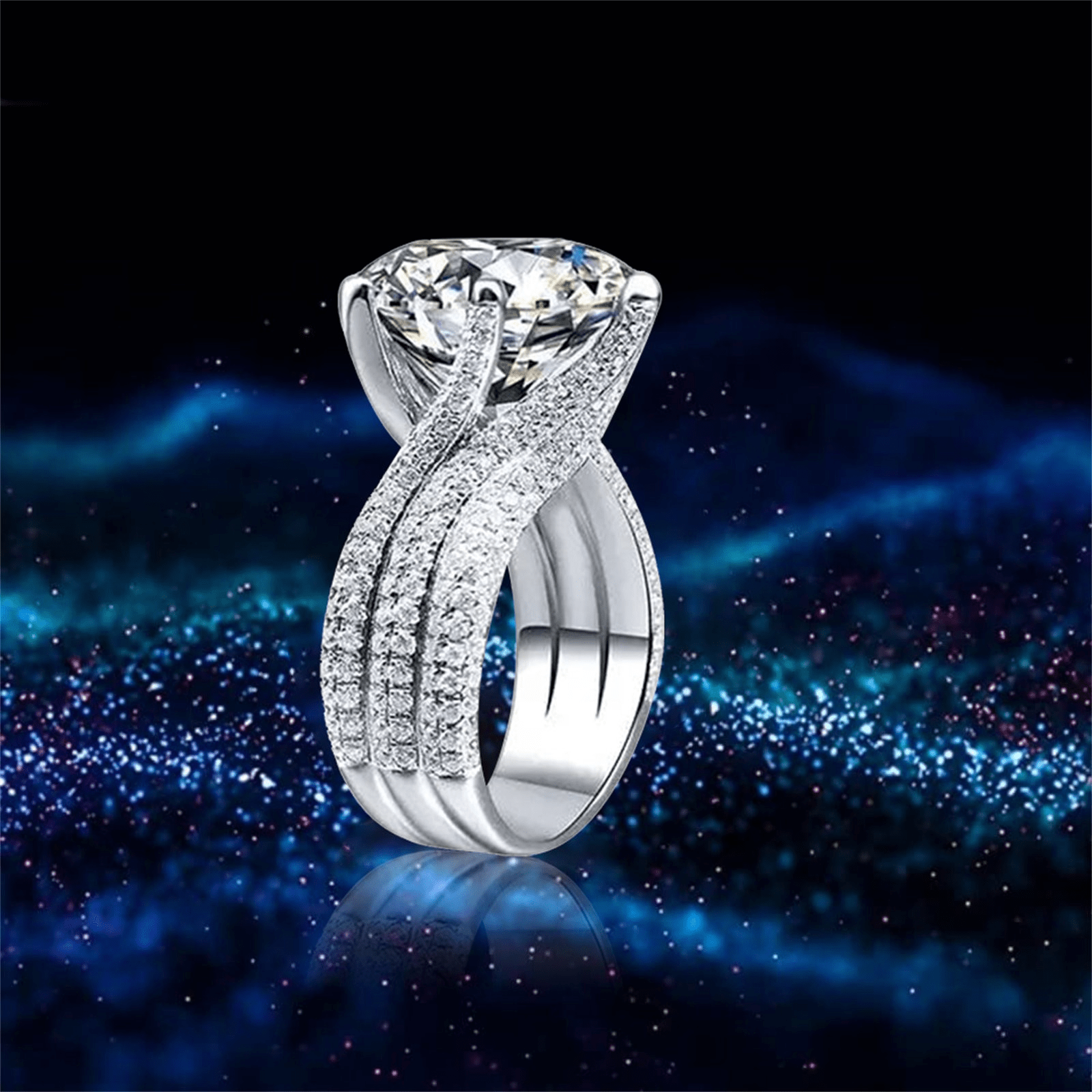 Bague Solitaire pavé Luxe Silverique Argent Sterling 925 - Diamant Moissanite 1 Carat 💎