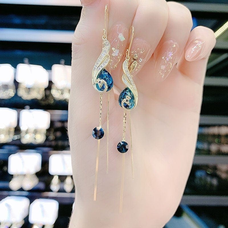 Boucles d'oreilles Paon en cristal d'Azure 🦚