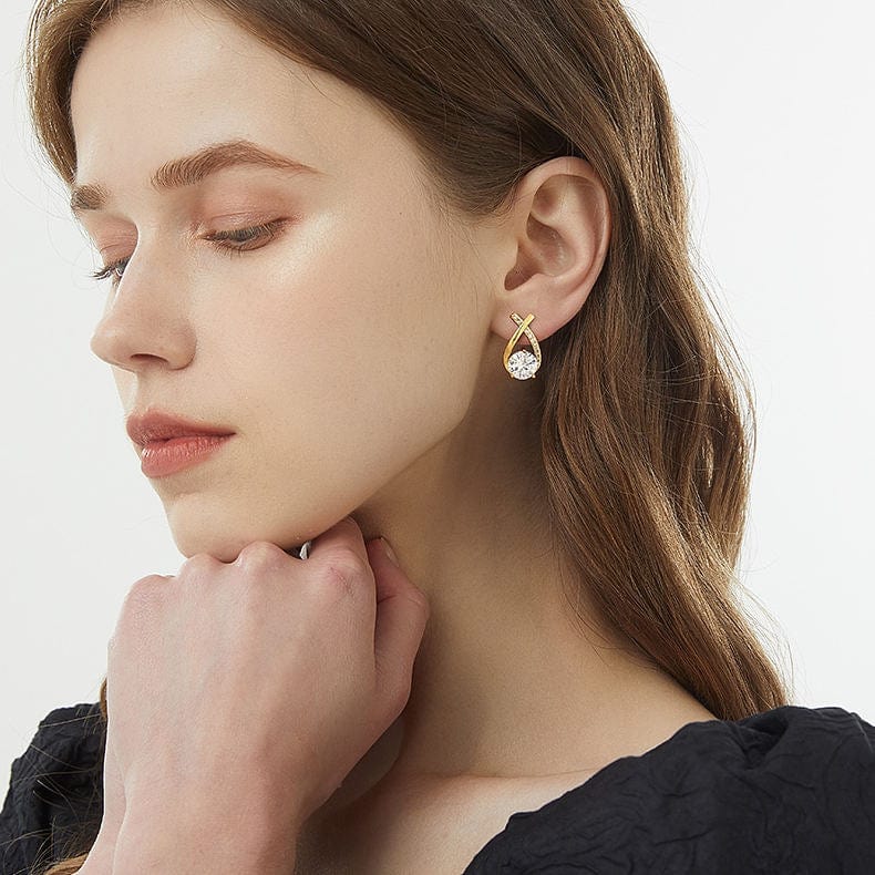 Boucles d'oreilles queue de sirène Plaqué or - Diamant Moissanite 1 Carat 💎