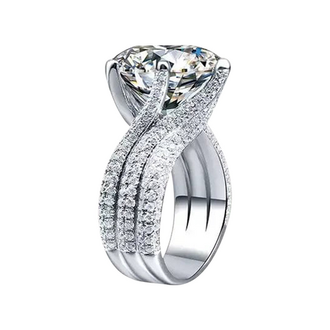 Bague Solitaire pavé Luxe Silverique Argent Sterling 925 - Diamant Moissanite 1 Carat 💎