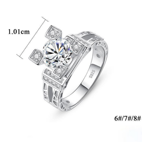Bague Solitaire Dame de fer 🇫🇷 Argent Sterling 925 - Diamant Moissanite 1 Carat 💎