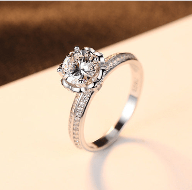 Bague Solitaire Fleur de Serment En Argent Sterling 925 - Diamant Moissanite 1 Carat 💎