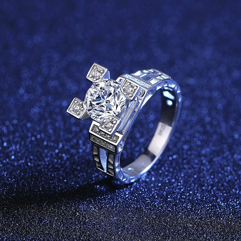 Bague Solitaire Dame de fer 🇫🇷 Argent Sterling 925 - Diamant Moissanite 1 Carat 💎